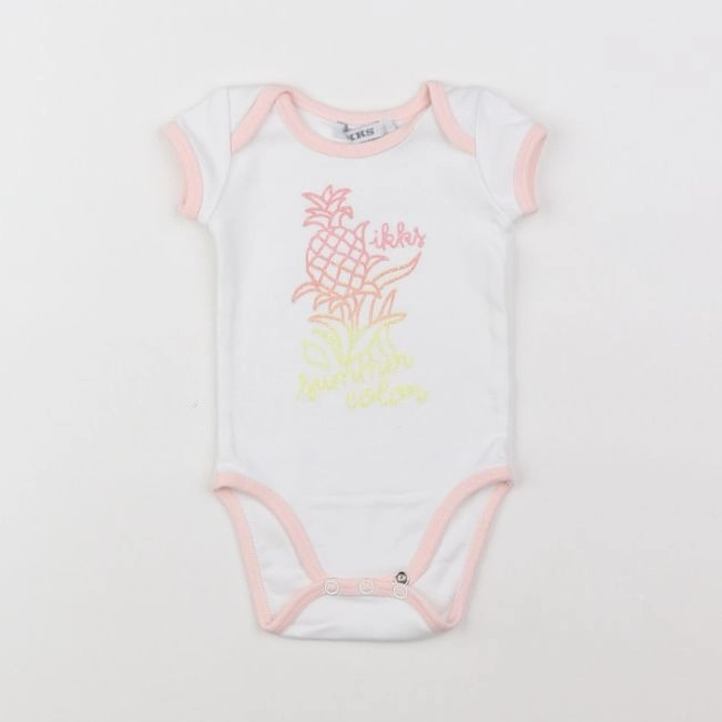 IKKS - body blanc, rose - 3 mois